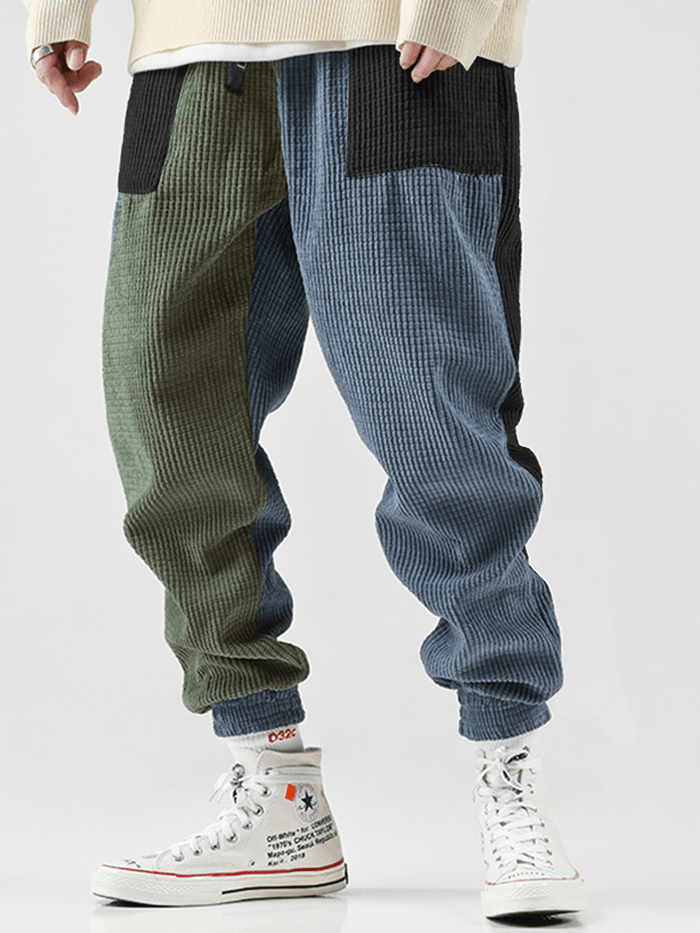 Men's Corduroy Patchwork Jogger Pants