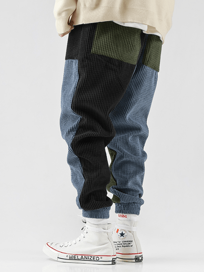 Men's Corduroy Patchwork Jogger Pants