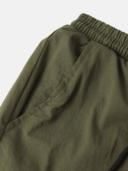 Cotton Drawstring Cuff Cargo Pants with Multi Pockets